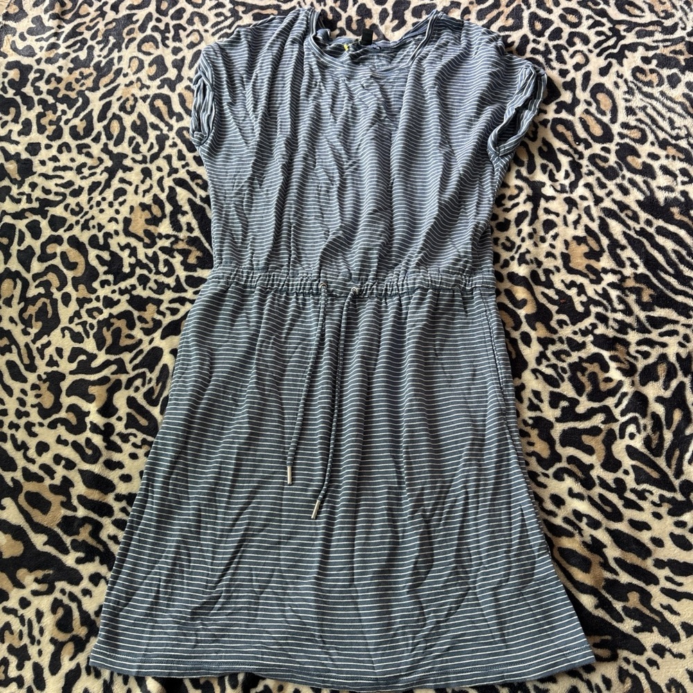 Hilary Radley Blue and White Striped Crew Neck Top